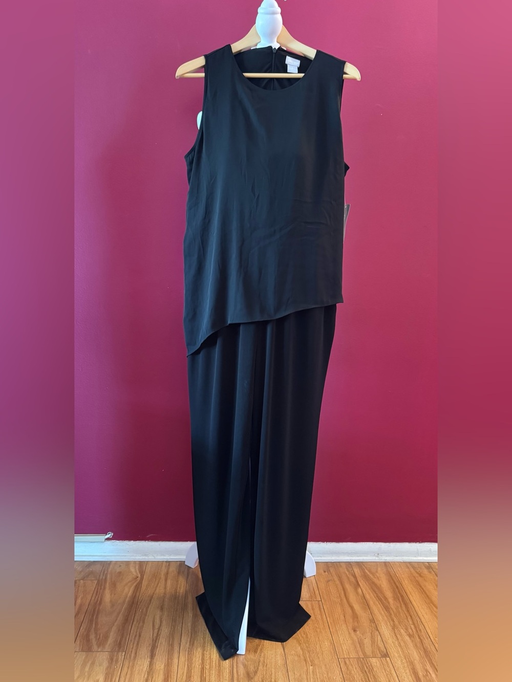 NWT Chico's Black Sleeveless Overlay Jumpsuit Large